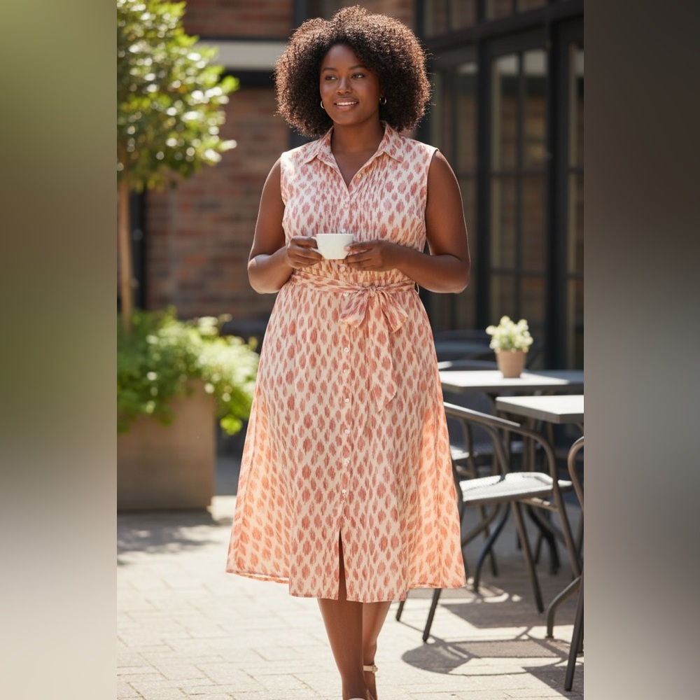 Dip Sleeveless Patterned Midi Dress